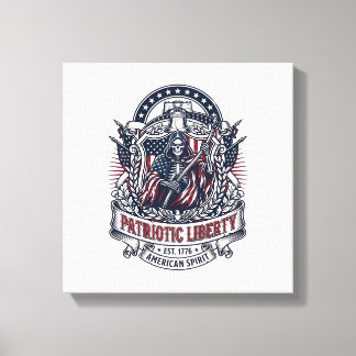 Patriotic Liberty Reaper Dark Patriot Skeleton & R Canvas Print