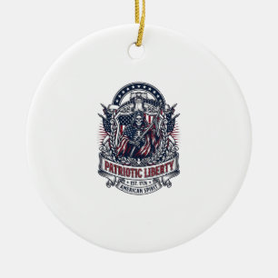 Patriotic Liberty Reaper Dark Patriot Skeleton & R Ceramic Tree Decoration
