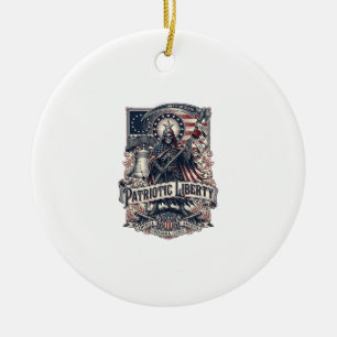 Patriotic Liberty Reaper Dark Patriot Skeleton & R Ceramic Tree Decoration
