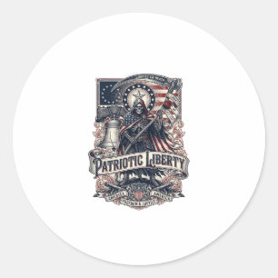 Patriotic Liberty Reaper Dark Patriot Skeleton & R Classic Round Sticker