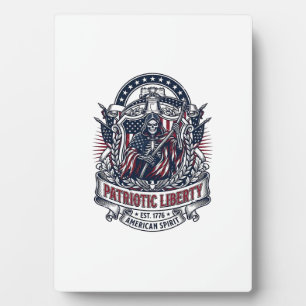 Patriotic Liberty Reaper Dark Patriot Skeleton & R Plaque