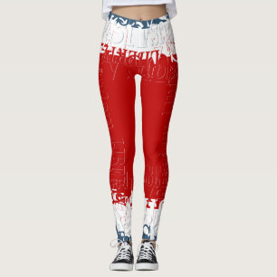 Patriotic Liberty Square Red White & Blue Leggings