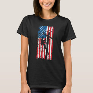 Patriotic Lineman Tools Amercia USA Flag Electrici T-Shirt
