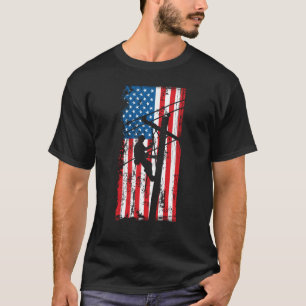 Patriotic Lineman Tools Amercia USA Flag Electrici T-Shirt