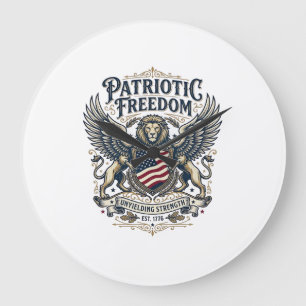 Patriotic Lion Eagle Guardian Animal Hybrid Patrio Large Clock