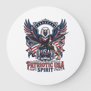 Patriotic Lion Eagle Guardian Animal Hybrid Patrio Large Clock