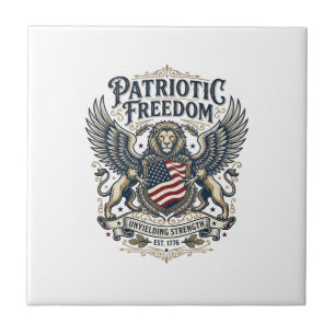 Patriotic Lion Eagle Guardian Animal Hybrid Patrio Tile