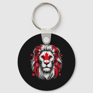 Patriotic Lion Maple Leaf Flag Canada Day Canadian Key Ring