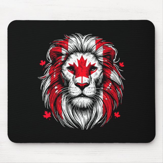 Patriotic Lion Maple Leaf Flag Canada Day Canadian Mouse Mat (Front)