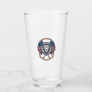 Patriotic Lion with American Flags Vintage Glass