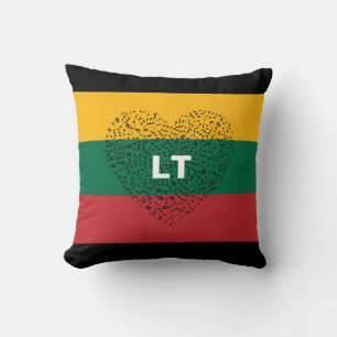 Patriotic Lithuania Flag with a musical heart Cushion