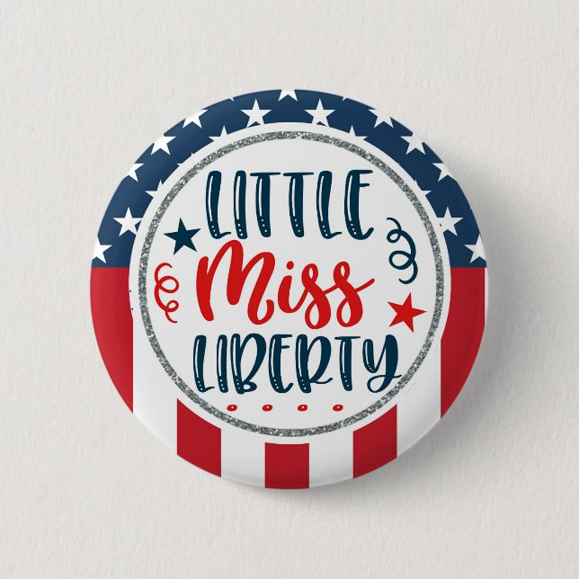 Patriotic Little Miss Liberty American 6 Cm Round Badge (Front)