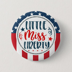 Patriotic Little Miss Liberty American 6 Cm Round Badge