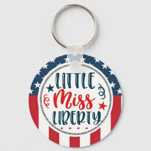 Patriotic Little Miss Liberty Stars Key Ring