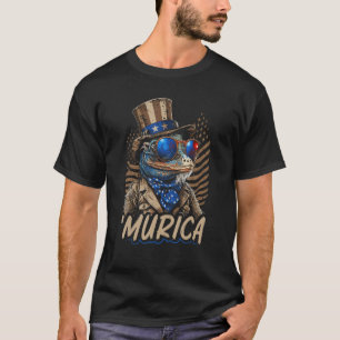Patriotic Lizard Murica 4th of July Bearded Dragon T-Shirt