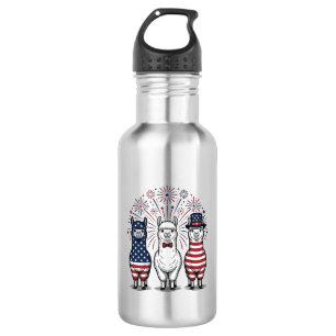 Patriotic Llama Fireworks Vintage Vector Shirt_1 532 Ml Water Bottle