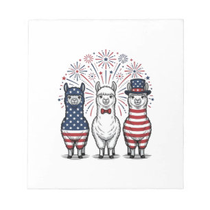 Patriotic Llama Fireworks Vintage Vector Shirt_1 Notepad
