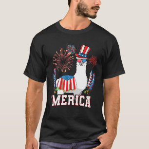 Patriotic Llama Merica Funny 4th of July Fireworks T-Shirt