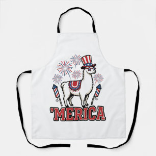 Patriotic Llama Merica Vintage Vector Design_1 Apron