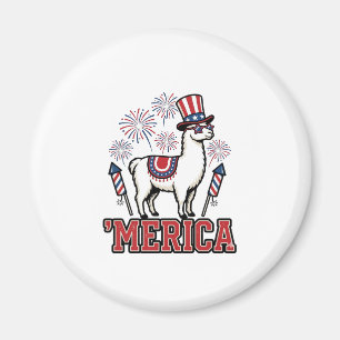 Patriotic Llama Merica Vintage Vector Design_1 Magnet