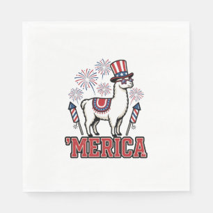 Patriotic Llama Merica Vintage Vector Design_1 Napkin