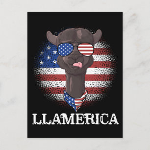 Patriotic Llama USA American Flag 4th of July Postcard