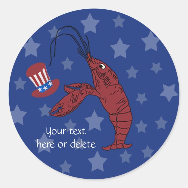 Patriotic Lobster Crawfish Classic Round Sticker (Front)