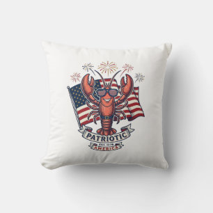 Patriotic Lobster Flag Vintage Engraving T-Shirt_1 Cushion