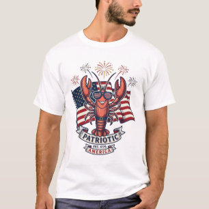 Patriotic Lobster Flag Vintage Engraving T-Shirt_1 T-Shirt