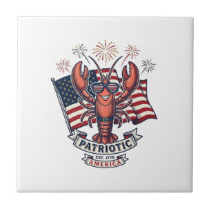 Patriotic Lobster Flag Vintage Engraving T-Shirt_1 Tile