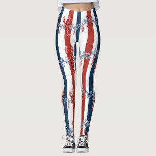 Patriotic Lobster Red White Blue Stars (4) Leggings