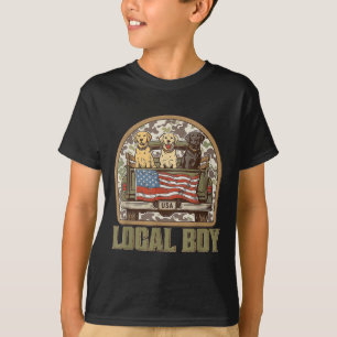 Patriotic Local Boy Labrador Dogs Usa Camo Truck D T-Shirt