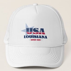 Patriotic Louisiana Typography Trucker Hat