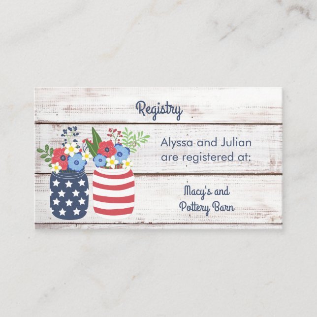 Patriotic Love II Fourth of July Registry Card (Front)
