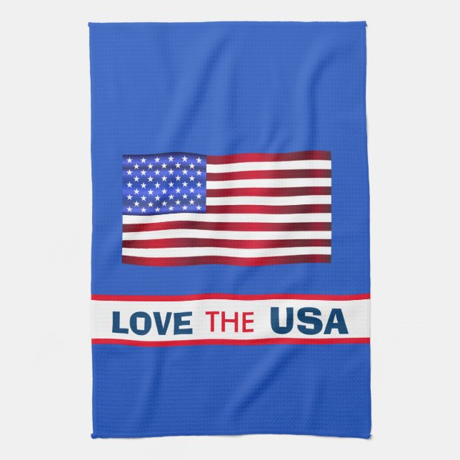 Patriotic Love USA Flag Kitchen Towel (Vertical)