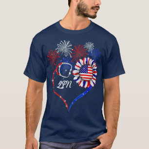 Patriotic LPN 4th Of July American Flag Sunflower T-Shirt