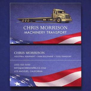 Patriotic Machinery Transport Truck Trucking Business Card