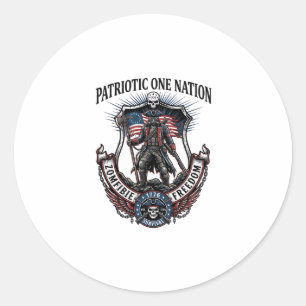Patriotic Mad Road 1776 Warrior Zombie Apocalypse  Classic Round Sticker