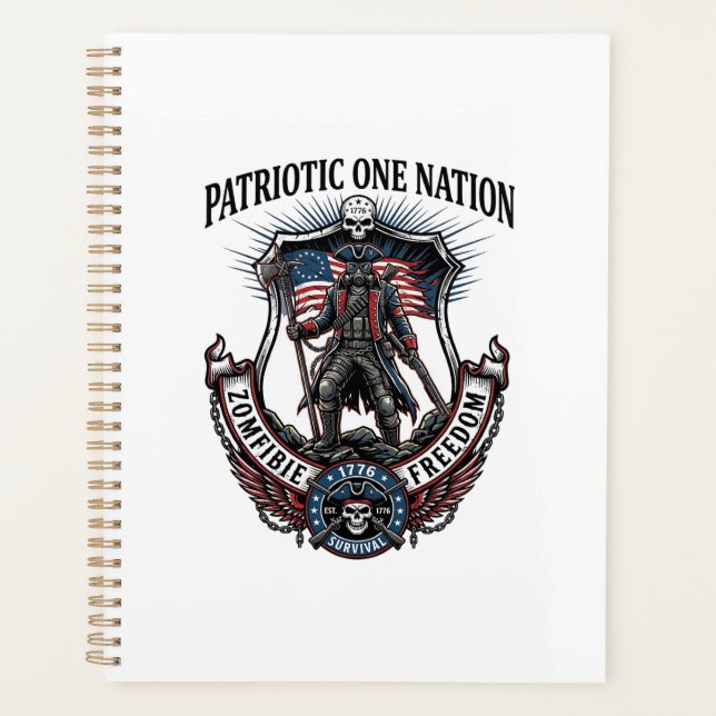 Patriotic Mad Road 1776 Warrior Zombie Apocalypse  Planner (Front)