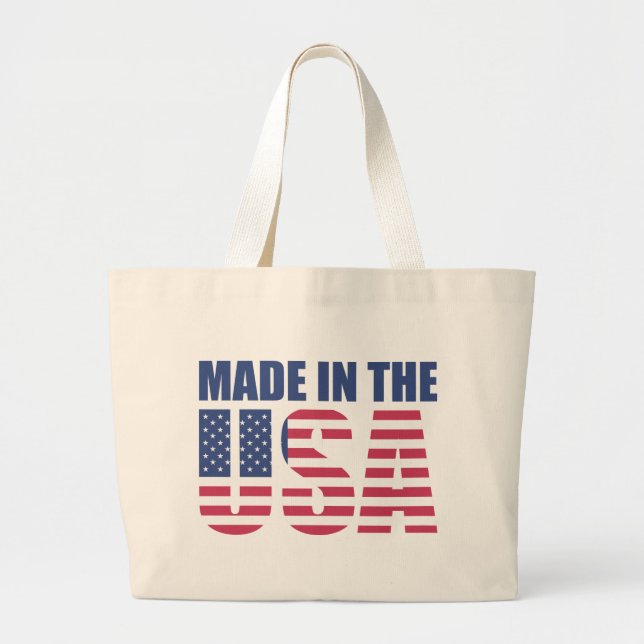 Patriotic Made in the USA Large Tote Bag (Front)