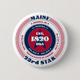 Patriotic Maine Circle with State Details 6 Cm Round Badge