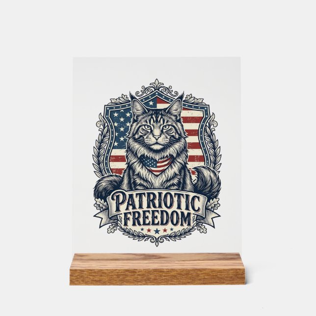 Patriotic Maine Coon Cat Acrylic Sign (Front)