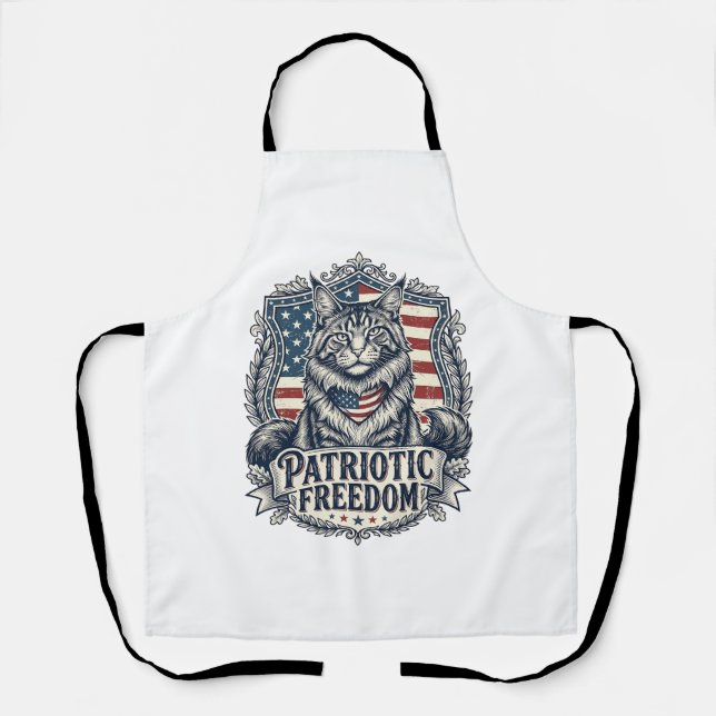 Patriotic Maine Coon Cat Apron (Front)