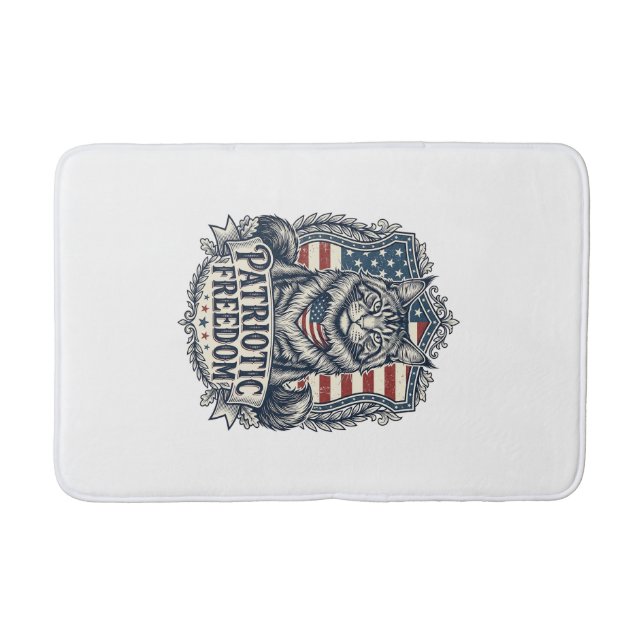 Patriotic Maine Coon Cat Bath Mat (Front)