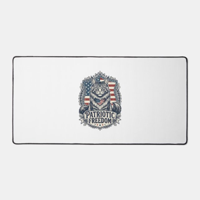 Patriotic Maine Coon Cat Desk Mat (Front)