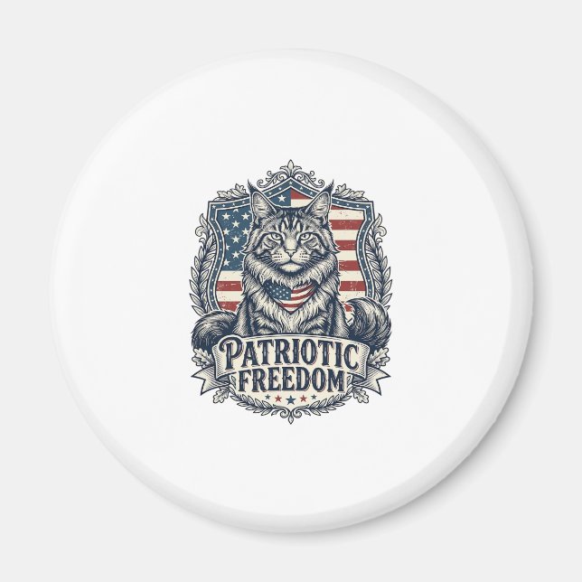 Patriotic Maine Coon Cat Magnet (Front)