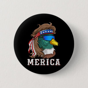 Patriotic Mallard Duck Hunting American Waterfowl  6 Cm Round Badge