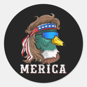 Patriotic Mallard Duck Hunting American Waterfowl Classic Round Sticker