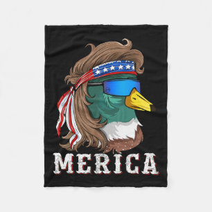 Patriotic Mallard Duck Hunting American Waterfowl Fleece Blanket