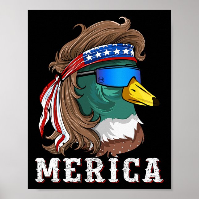 Patriotic Mallard Duck Hunting American Waterfowl  Poster (Front)